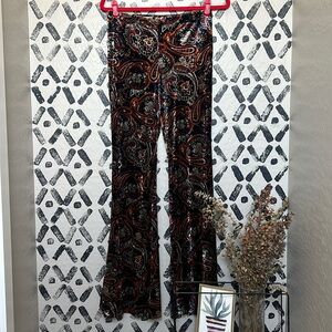 Crushed velvet flare bottom pants